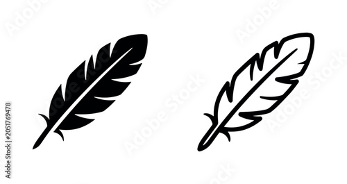 Billede på lærred Feather Icons: Solid Black and Outline Styles