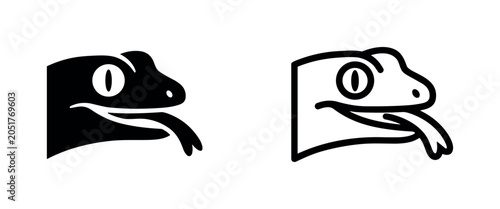 Fotografie Lizard head with tongue out icon, portraying reptiles, wildlife, nature, and exotic animals in a simple style