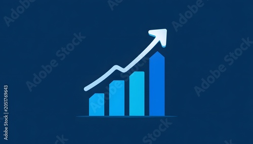 Growing graph chart with arrow trending upward