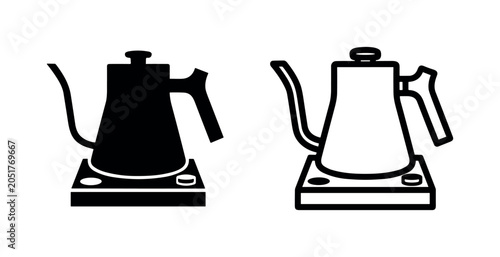 Foto Electric Gooseneck Kettle Icon - Pour Over Coffee Maker Symbol for Kitchen Appli