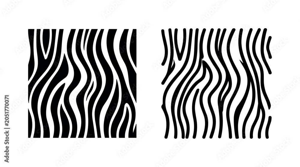 Fototapeta premium Zebra stripe pattern in black and outline style