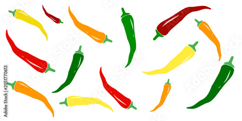 Schilderij op canvas A collection of random chili illustrations