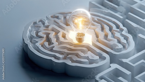 Idea Light Bulb in Brain Maze