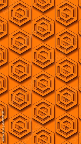 Orange Hexagonal Geometric Pattern Background