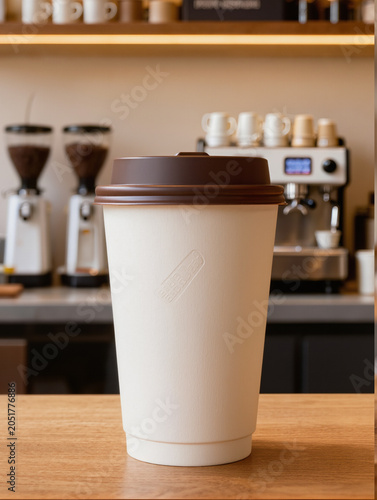 Disposable Paper Coffee Cup with Lid Isolated on Clean Background