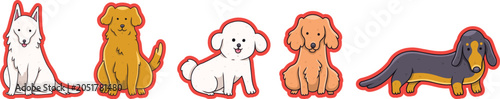 фотографія Cute cartoon dog sticker collection featuring playful puppies, expressive pet emotions and adorable canine characters
