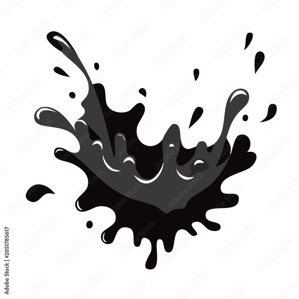 Fototapeta premium Black liquid splash illustration on white background