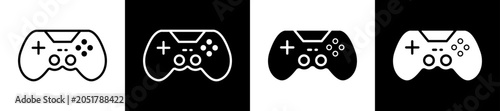 Photos Joystick Icon Black And White Vector Illustration.