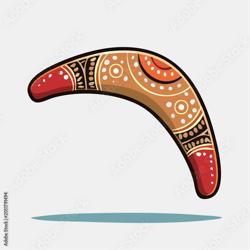 Traditional Aboriginal Boomerang with Dot Art Pattern