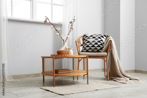 Interior of light room with...