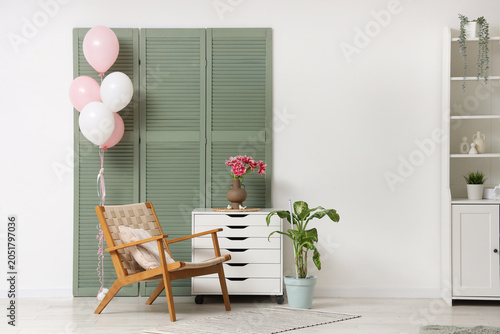 Interior of light room with...