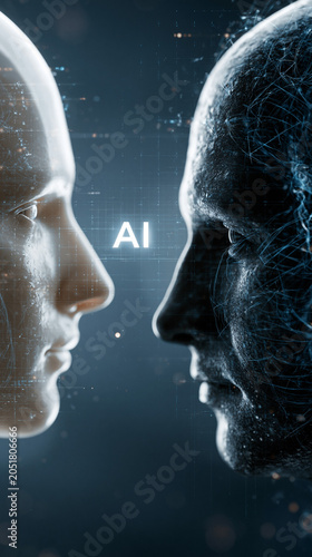 AI faces, human face: Artif...