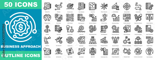 Foto Business approach icon set, a Line style collection
