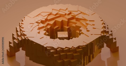 Abstract cube circle in warm brown tones looping video animation