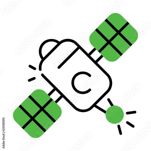 Bild auf Leinwand A flat design icon of weather satellite