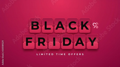 Special Black Friday Shopping Event Announcement Featuring a Retro Flip Clock Design for Limited-Time Offers and Exclusive Seasonal Sales