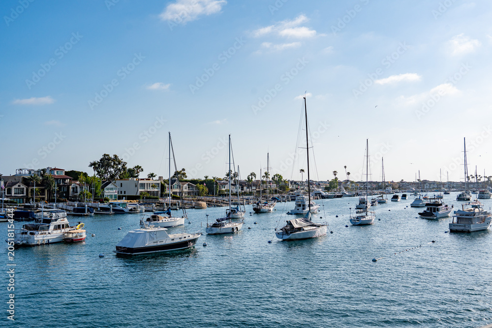 Obraz premium boats in the harbor of newport beach california