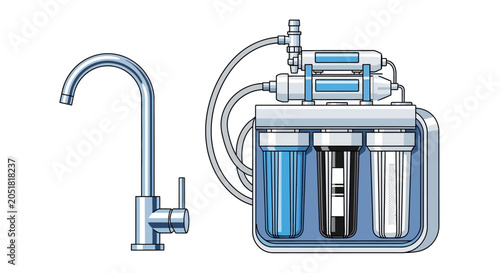 Water Filter System With Faucet.