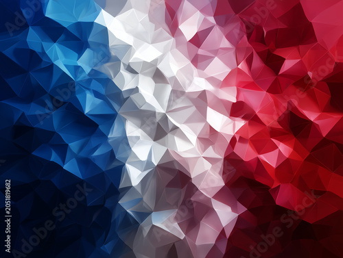 Abstract french flag low-poly geometric background design