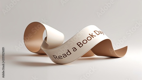Read a book day text on a curved paper ribbon