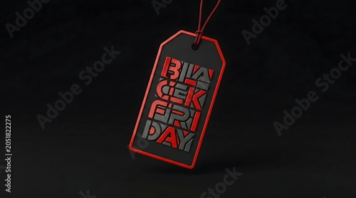 Black Friday Sale Tag with Red Border - A Promotional Concept for Seasonal Shopping Events