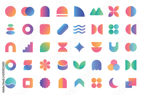 Foto アイコン パーツ セット 幾何学 図形 abstract gradient ベクター イラスト
