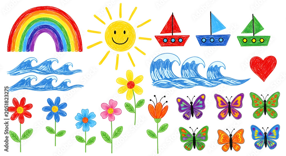 Naklejka premium Happy easter card with colorful spring flowers tulips and a butterfly under a sunny sky illustration vector