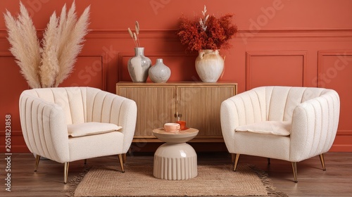 Elegant living room interior with armchairs and decorative elements