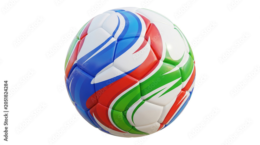 Obraz premium Colorful abstract pattern soccer ball isolated on transparent background png