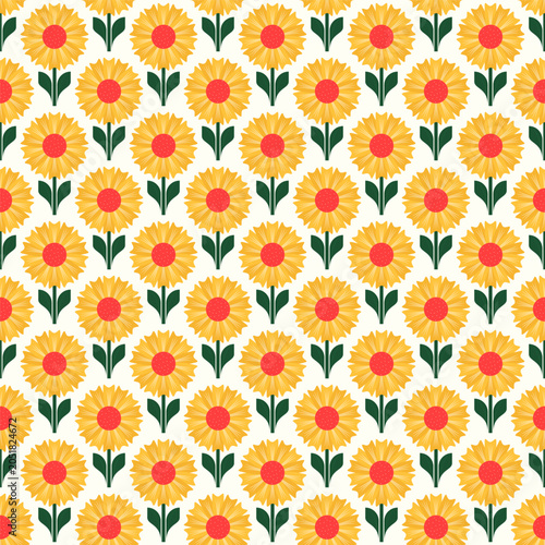 Seamless floral pattern in vintage retro style, suitable for fabric, paper printing, wallpaper, and backgrounds. Vector illustration.