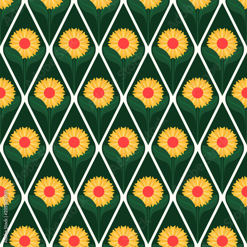 Seamless floral pattern in vintage retro style, suitable for fabric, paper printing, wallpaper, and backgrounds. Vector illustration.