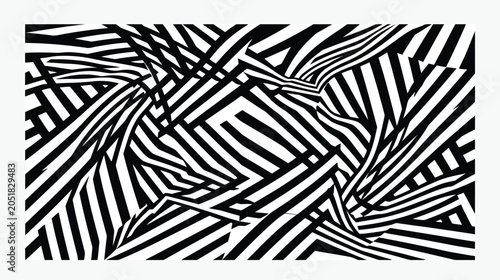 Photos Abstract Black and White Wavy Stripe Background with Geometric Optical Illusion