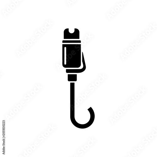 Tableau sur toile A simple black depiction of a grappling hook with a curved hook and handle silho