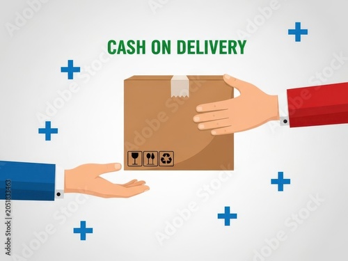 Cash on delivery concept with hands and package