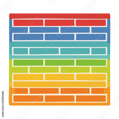 Rainbow brick wall pattern in flat design