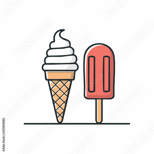 Ice Cream Cone and Popsicle Illustration