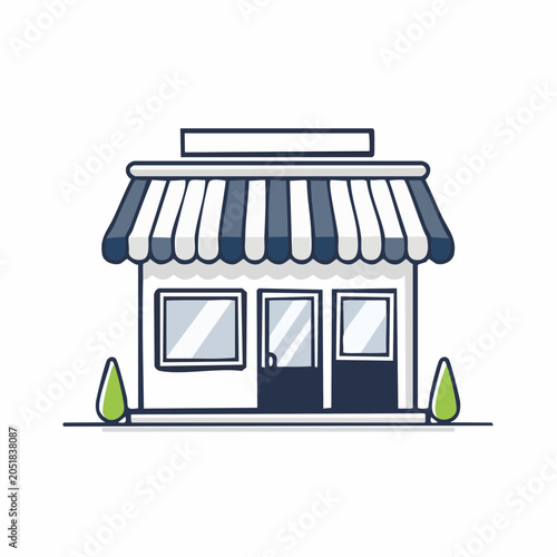 Illustration of a Storefront with Awning and Windows