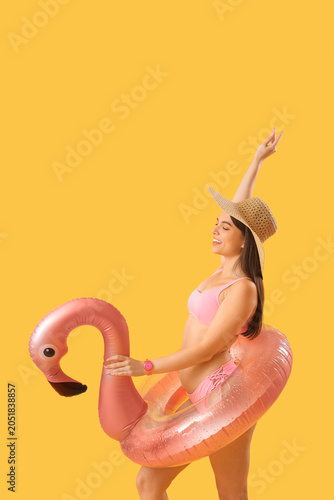 Young woman with inflatable...
