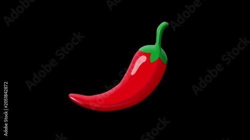 2D Animated Red Chili Pepper with Glossy Detail for Mexican Cuisine