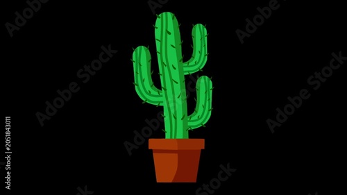 2D Animated Cactus with Potted Desert Plant Design for Mexican Theme
