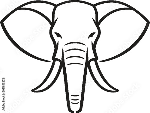 Minimalist Architectural Elephant Head Vector