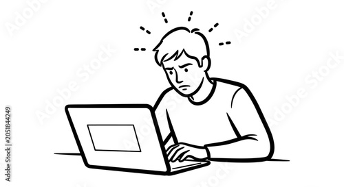 Man Working on Laptop Computer.