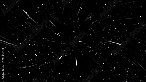 A mesmerizing display of shooting star trails against a dark night sky with scattered stars