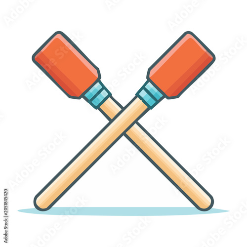 Two crossed oars in flat design style