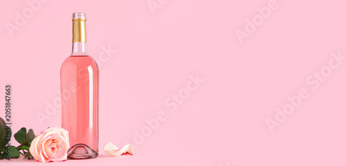 Bottle of pink wine and bea...