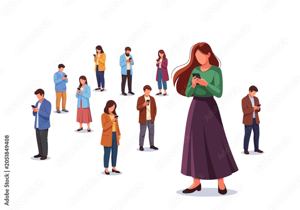 Fototapeta premium Diverse group of people using smartphones