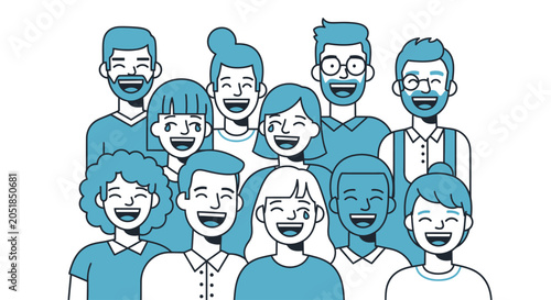 Tableau sur toile Group of smiling people together happy.