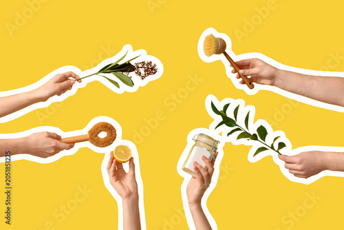 Female hands with jar of po...
