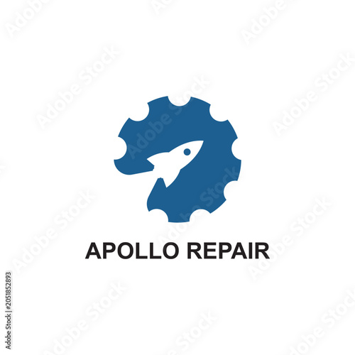 Apollo rocket repair with gear symbol