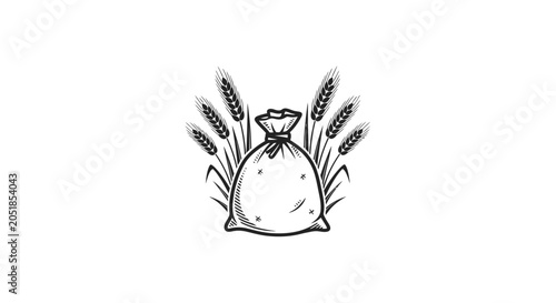 Foto Money bag with wheat around it.